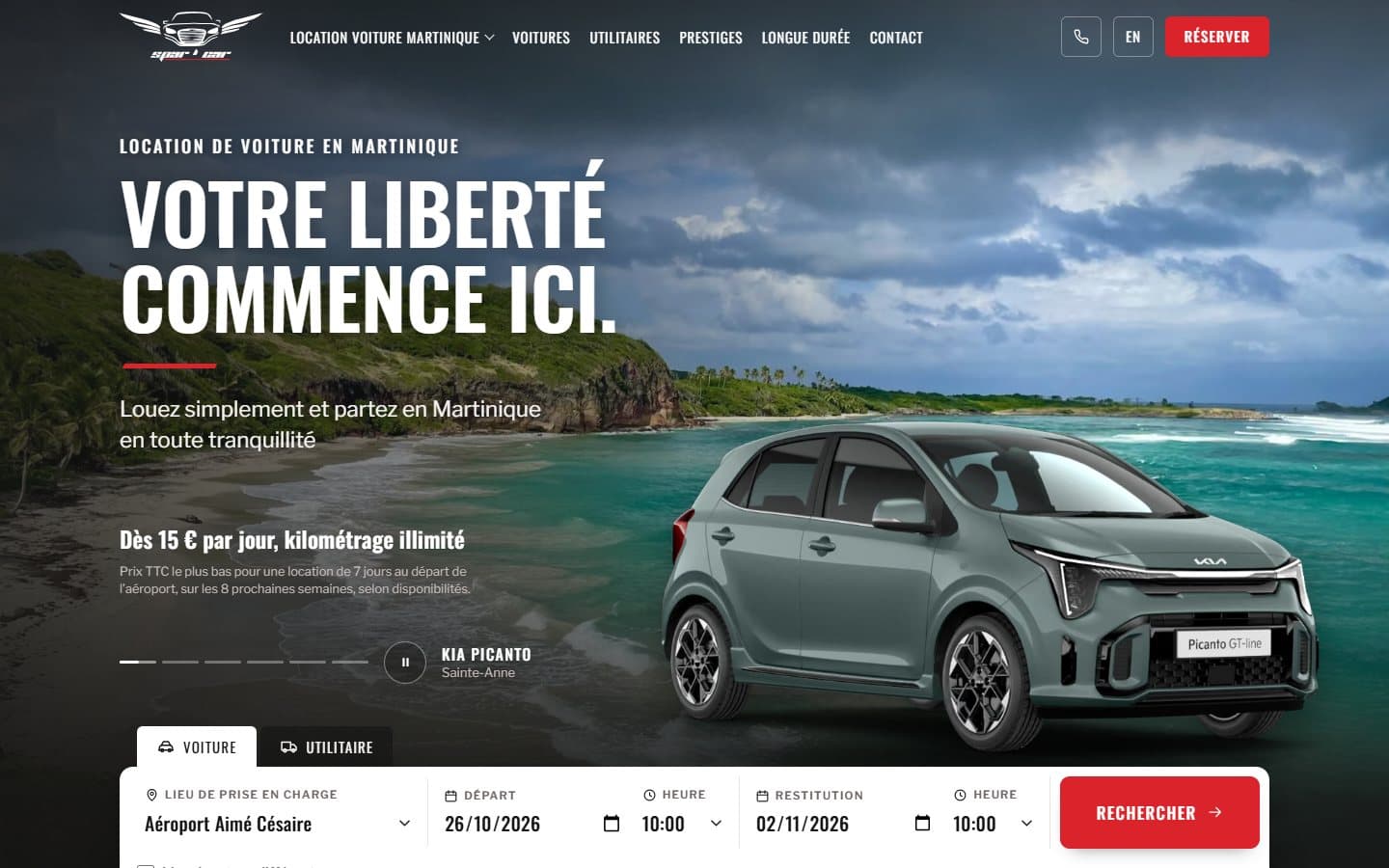 Le site de location sparcar972.com
