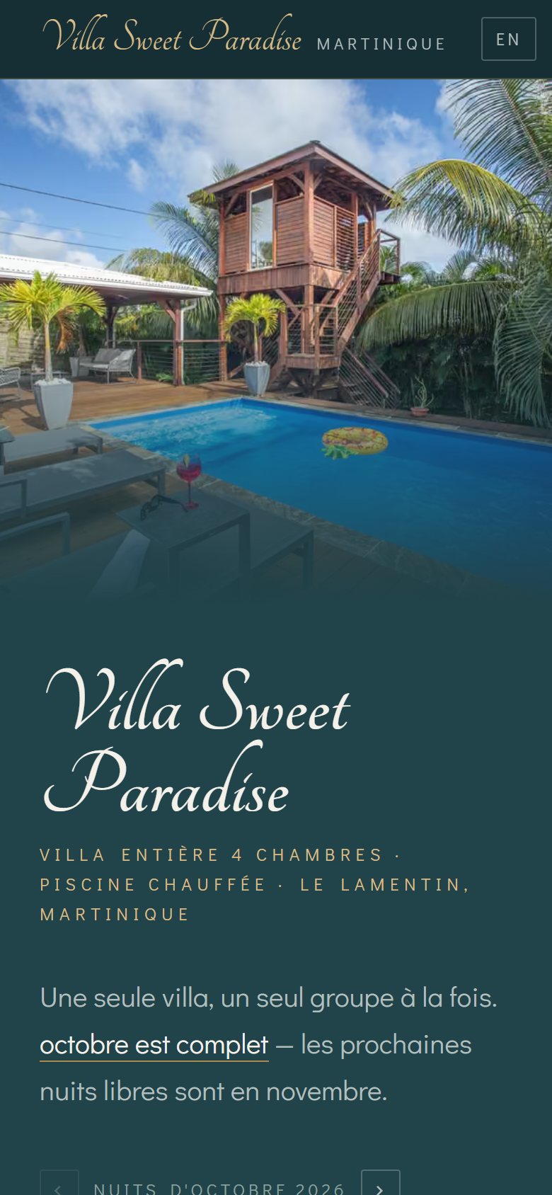 Le site de la villa sur téléphone