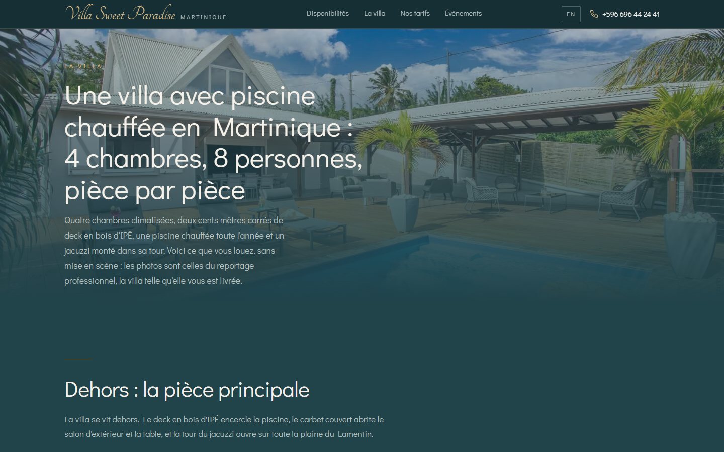 Page de présentation de la villa